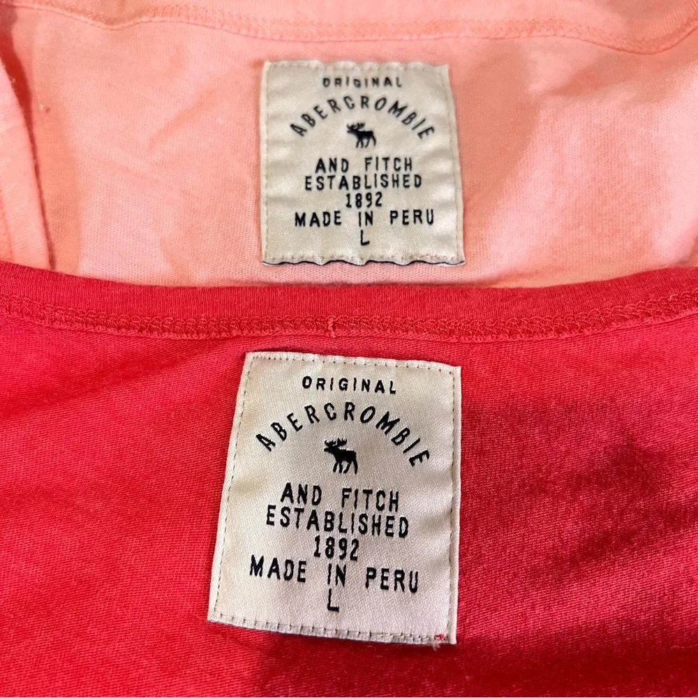 Set Of 2 Vintage Y2K Abercrombie & Fitch Spellout Tops Large L - Picture 8 of 8